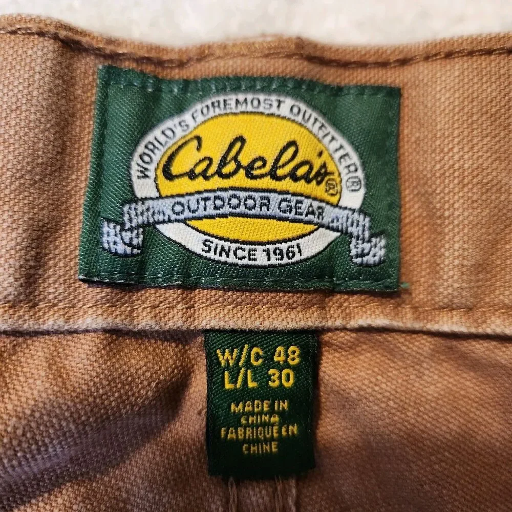 Cabela’s Outdoor Gear Mens Duck Brown Canvas Straight Leg Jeans Size 46x29* READ